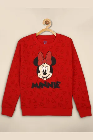 Kidsville Girls Red Mickey & Friends Printed Sweatshirts