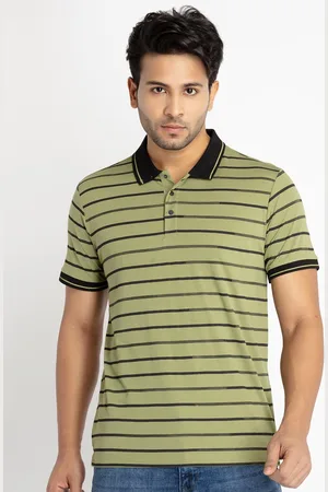 Status Quo Men Striped Polo Collar T-shirt