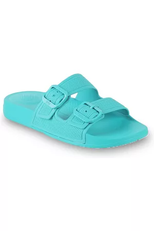 FitFlop Women Two Strap Buckle Detail Rubber Sliders