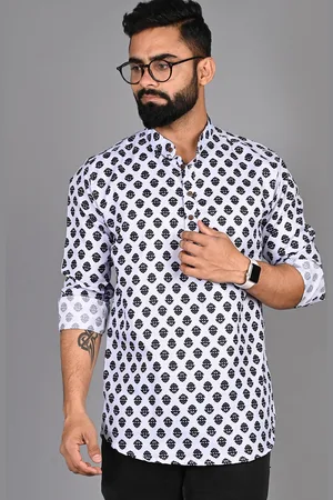 FUBAR Mandarin Collar Ethnic Motifs Printed Short Kurta