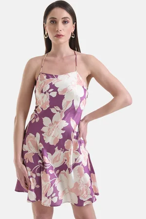 Kazo Floral Satin A-Line Dress