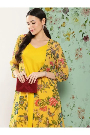 Bhama Couture Women Mustard Yellow Kurta with Palazzos