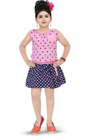 BAESD Girls Polka Dots Printed Top with Skirt