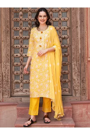 Sangria Printed Pure Cotton Kurta With Trouser & Dupatta