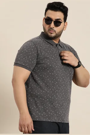 Sztori Men Plus Size Printed Polo Collar Bio Finish Pure Cotton T-shirt