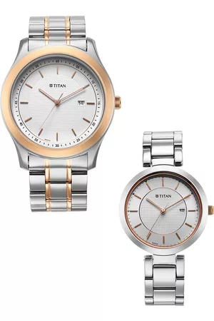 Titan Pack of 2 Stainless Steel His & Her Couple Analogue Watch 16272480KM01