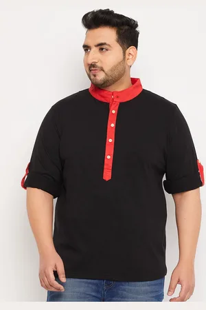 Bigbanana Plus Size Band Collar Long Sleeves Bio Finish Pure Cotton T-shirt