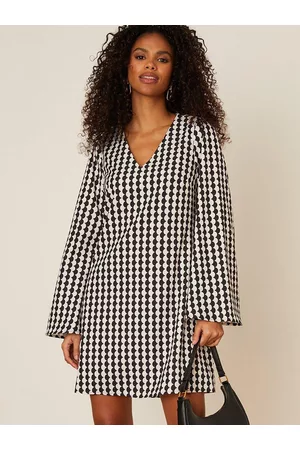 Dorothy Perkins Checked Flared Sleeve A-Line Mini Dress