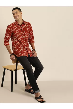 Taavi Men Bagru Hand Block Print Pure Cotton Casual Shirt
