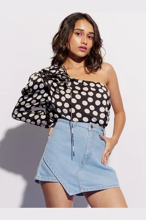 FREAKINS Mid-Rise Denim Diagonal Skorts
