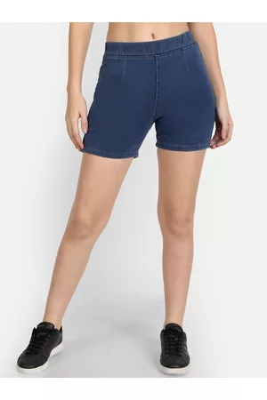 AngelFab Women Mid-Rise Cotton Denim Shorts