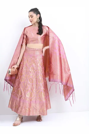 Ketch Women Woven Semi-Stitched Blouse & Lehenga With Dupatta