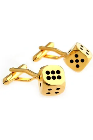 The Tie Hub Gold-Toned & Black Geometric Cufflinks