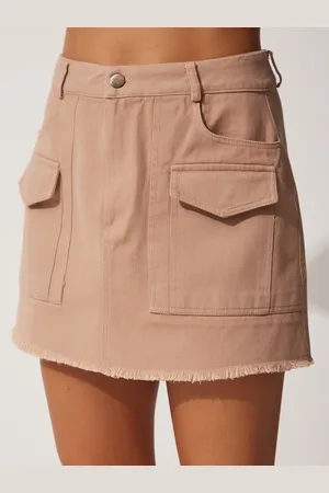 Happiness istanbul A Line Pure Cotton Straight Mini Skirt