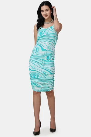 Popwings Abstract Printed Shoulder Straps Bodycon Dress