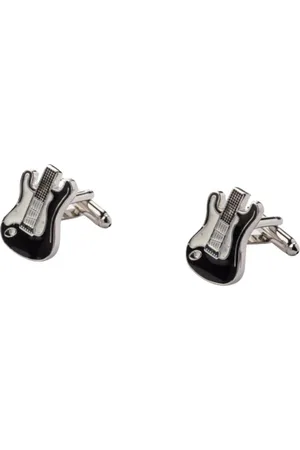 The Tie Hub Black & Silver-Toned Quirky Cufflinks
