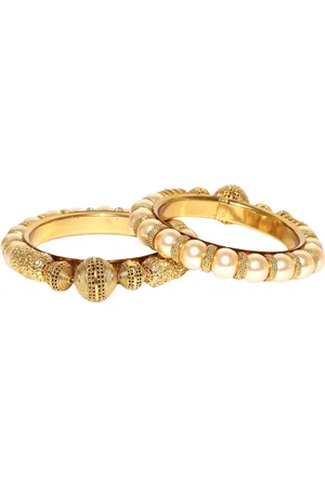 Anouk Set Of 2 Gold-Plated Stone Studded & Beaded Bangles
