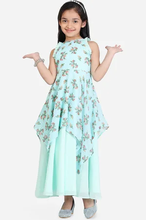 Ethnovog Girls Floral Print Georgette Fit & Flare Maxi Dress