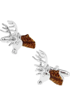 The Tie Hub Silver-Toned & Brown Symbol Cufflinks