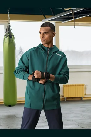 PUMA Men Green Solid Relaxed Fit Hooded Sporty Jacket
