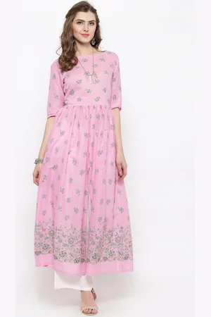 Sera Women Pink & White Printed Kurta with Palazzos