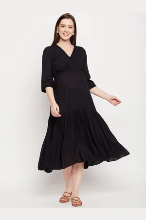 NABIA V-Neck Maternity Fit And Flared Ethnic Dresses