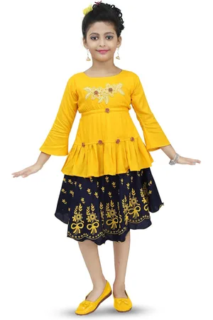 BAESD Girls Round Neck Printed Top with Skirt