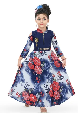 BAESD Girls Floral Printed Satin Maxi Dress