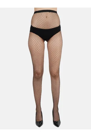 Next2Skin Women Black Patterned Fishnet Stockings