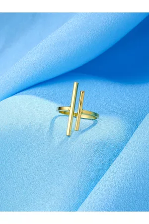 NVR Women Gold-Plated Alloy Geometric Shape Adjustable Finger Ring