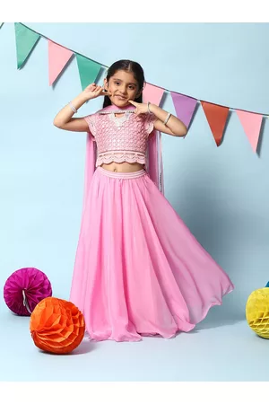 Biba Girls Embroidered Thread Work Ready to Wear Lehenga & Blouse With Dupatta