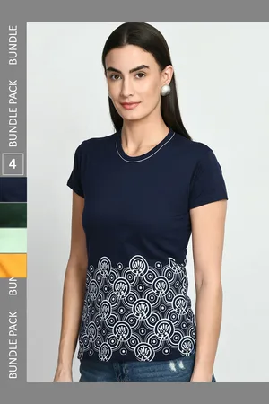 IndiWeaves Pack Of 4 Printed Pure Cotton T-Shirt