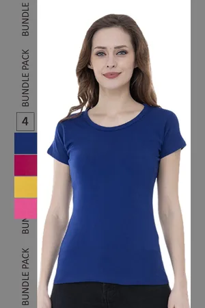 IndiWeaves Pack Of 4 Round Neck Pure Cotton T-shirt