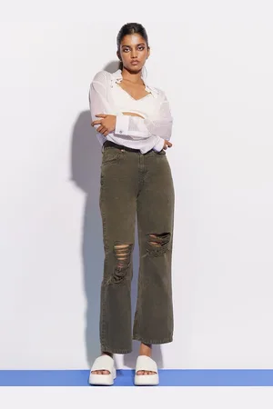 FREAKINS Women Wide Leg High-Rise Highly Distressed Jeans