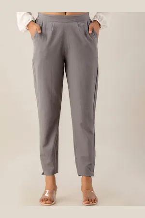 Kohsh Women Pure Cotton Pleated Cigarette Trousers