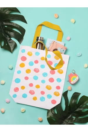 Doodle Live Laugh Love Geometric Printed Cotton Bucket Tote Bag