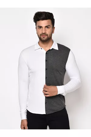 GLITO Men Colourblocked Regular Fit Spread Collar Cotton Casual Shirt