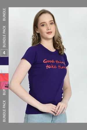 IndiWeaves Pack Of 4 Graphic Printed Pure Cotton T-shirt
