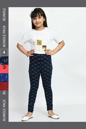 BAESD Girls Pack of 4 Printed Pure Cotton Leggings