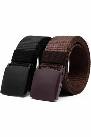 Kastner Men Set Of 2 Textured Canvas Belt With Slider Buckle