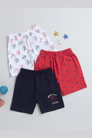 BUMZEE Infant Boys Pack Of 3 Conversational Printed Mid-Rise Cotton Shorts