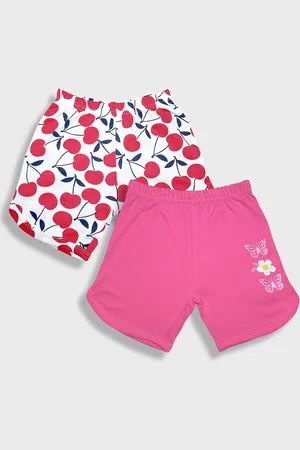 YK Girls Pack Of 2 Graphic Printed Pure Cotton Shorts