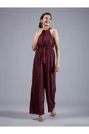 20Dresses Halter Neck Waist Tie-ups Shimmer Basic Jumpsuit
