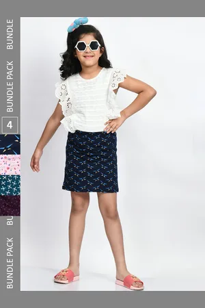 BAESD Girls Pack Of 4 Mini A-Line Pure Cotton Skirts