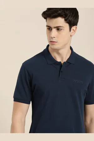 Invictus Men Navy Blue Solid Polo Collar Fresh-On T-shirt