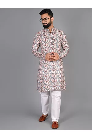 FUBAR Ethnic Motif Printed Cotton Kurta