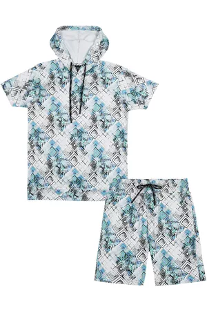 CAVIO Boys Printed Hooded T-shirt With Shorts Set