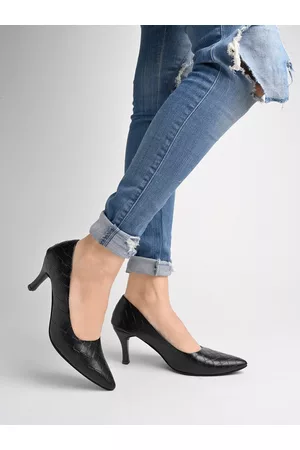 Shoetopia Pointed Toe Textured Slim Pumps