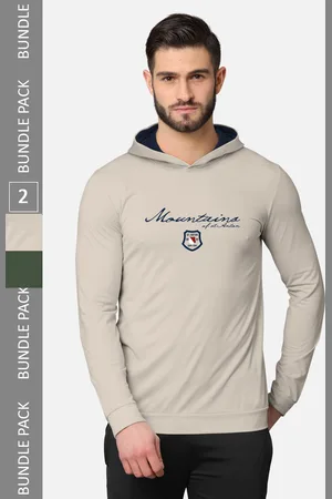 bullmer Men Pack of 2 Beige & Olive Green Long Sleeves T-shirt