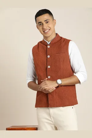 Taavi Men Pure Cotton Woven Legacy Nehru Jacket